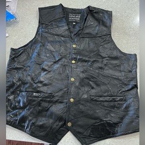 NAVARRE LEATHER CO Size XXXL Vintage Italian Stone™ Design Genuine Leather Vest